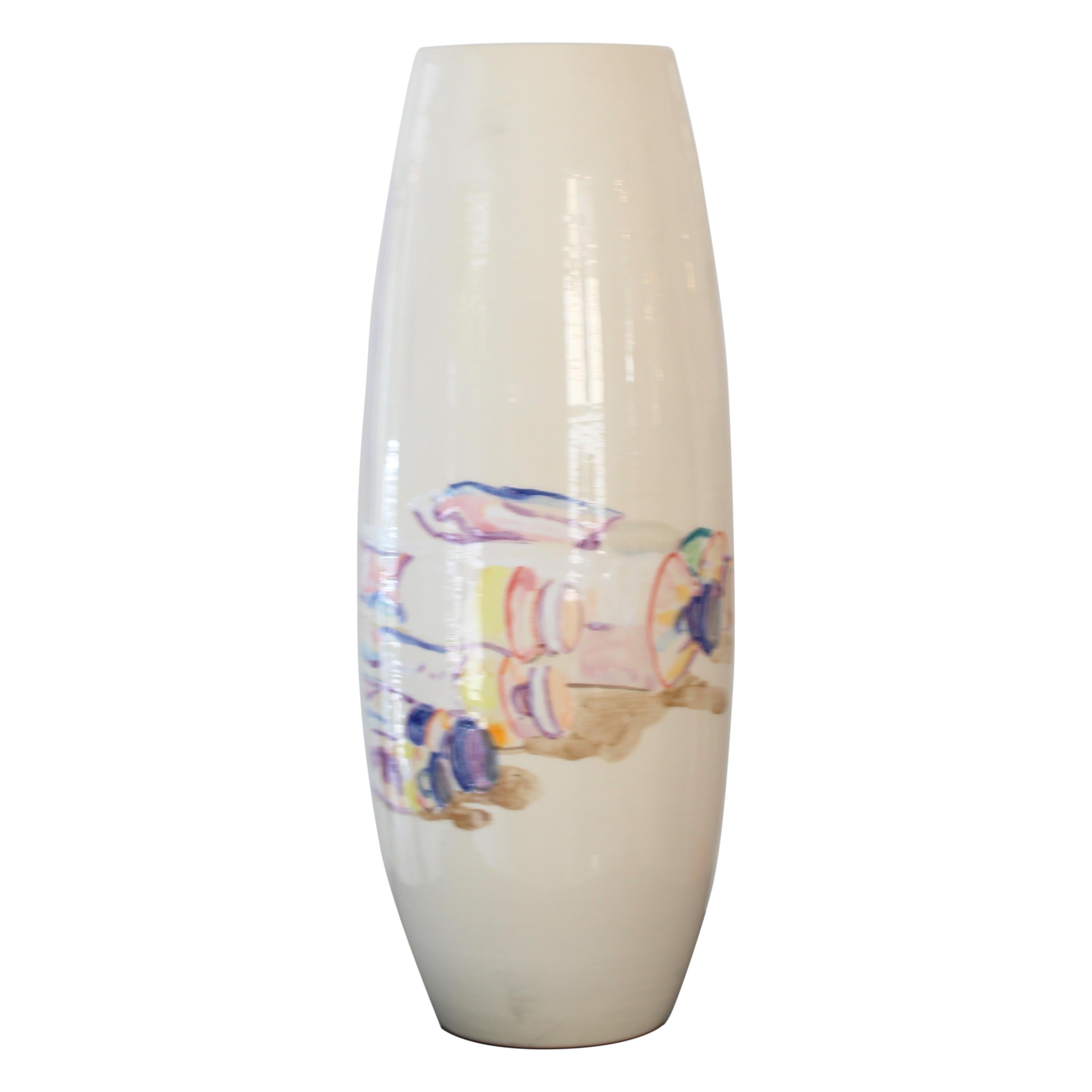 This unique ceramic piece is part of The Table Project, a collaborative initiative developed in Spain in 2024. Originally designed by Isidro Blasco, the vase has been artistically intervened by Teresa Moro, a visual artist whose work centers on the