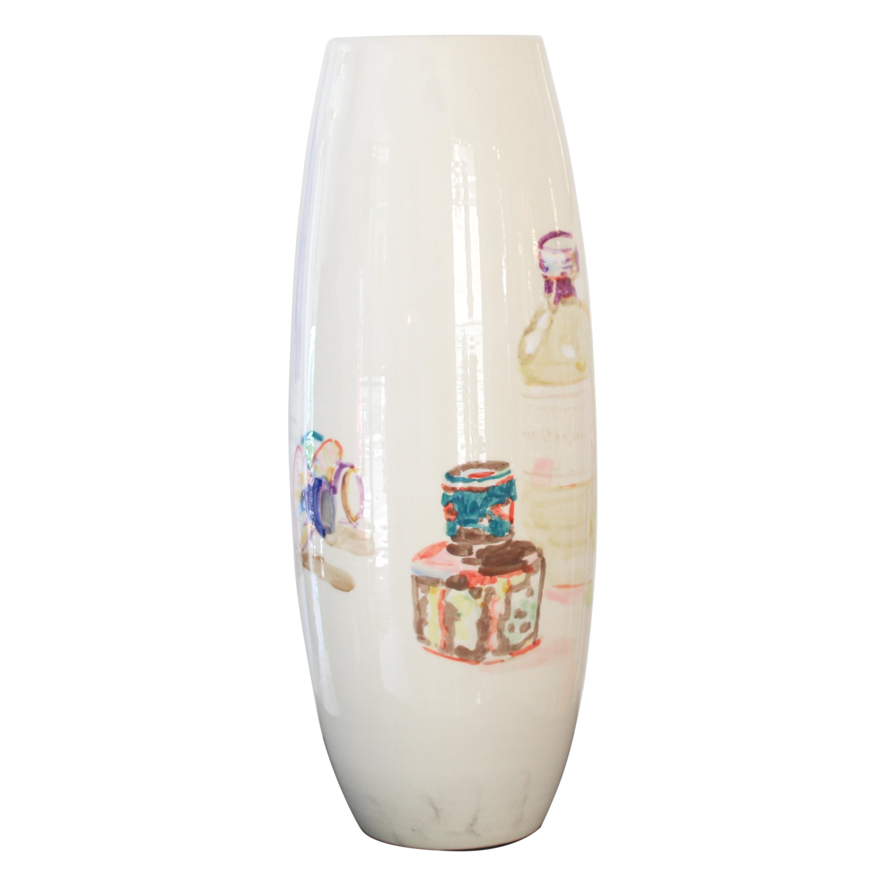 Hand-Painted Medium F Gilot vase designed by Teresa Moro for 