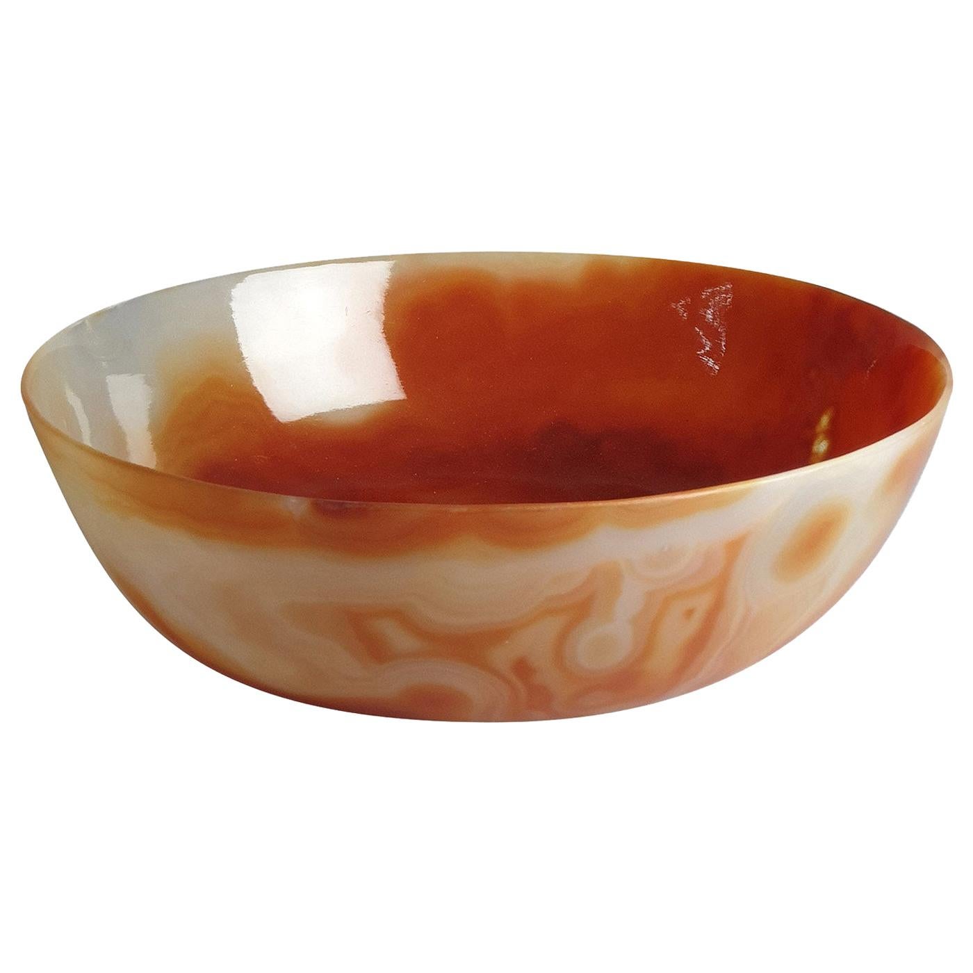 Medium Flared Carnelian Agate Bowl For Sale