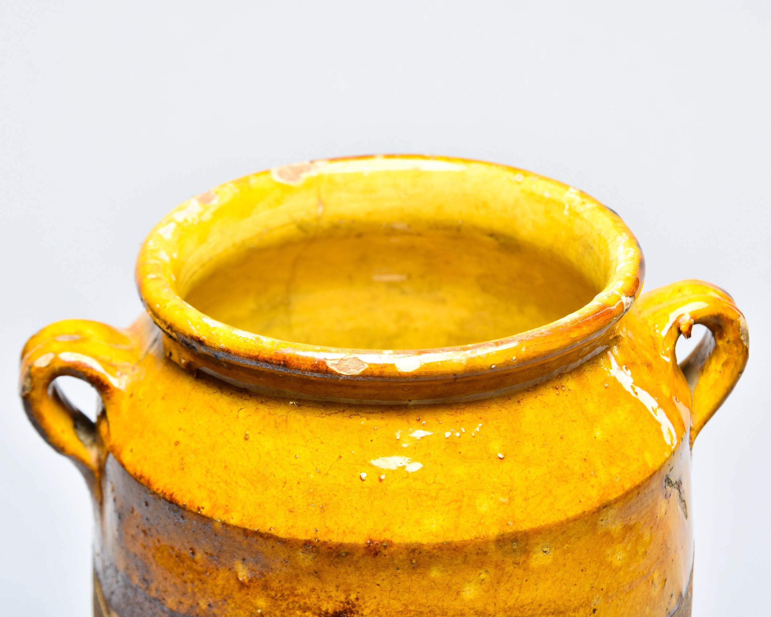 Glazed Medium French Early 20th C Confit Jar For Sale