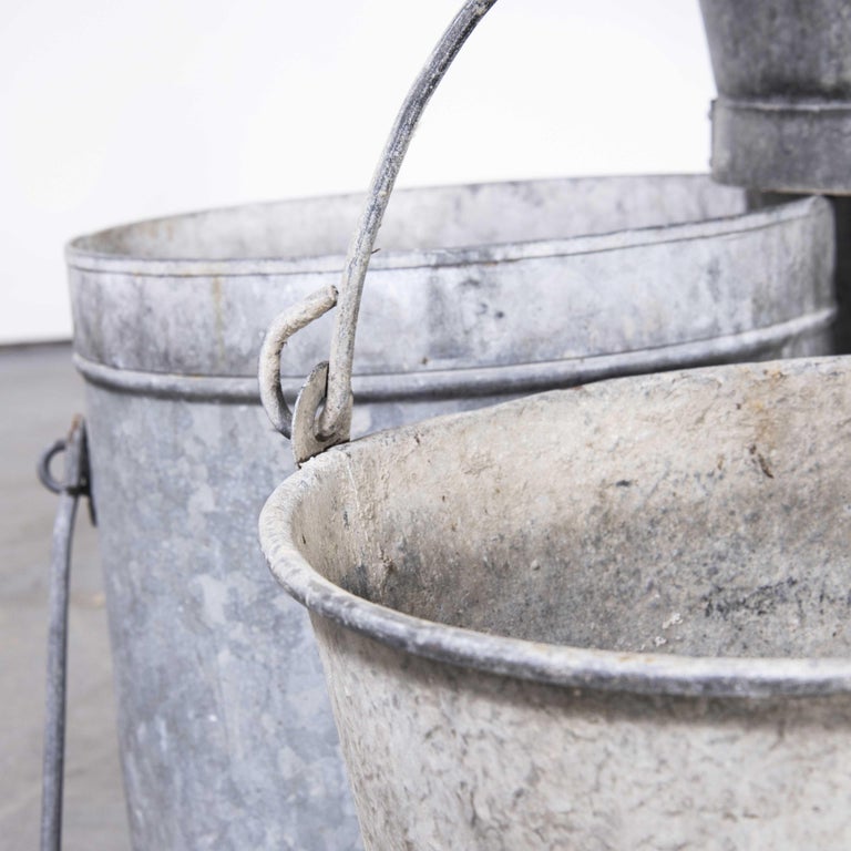 Medium French Galvansied Buckets, Planters For Sale at 1stDibs