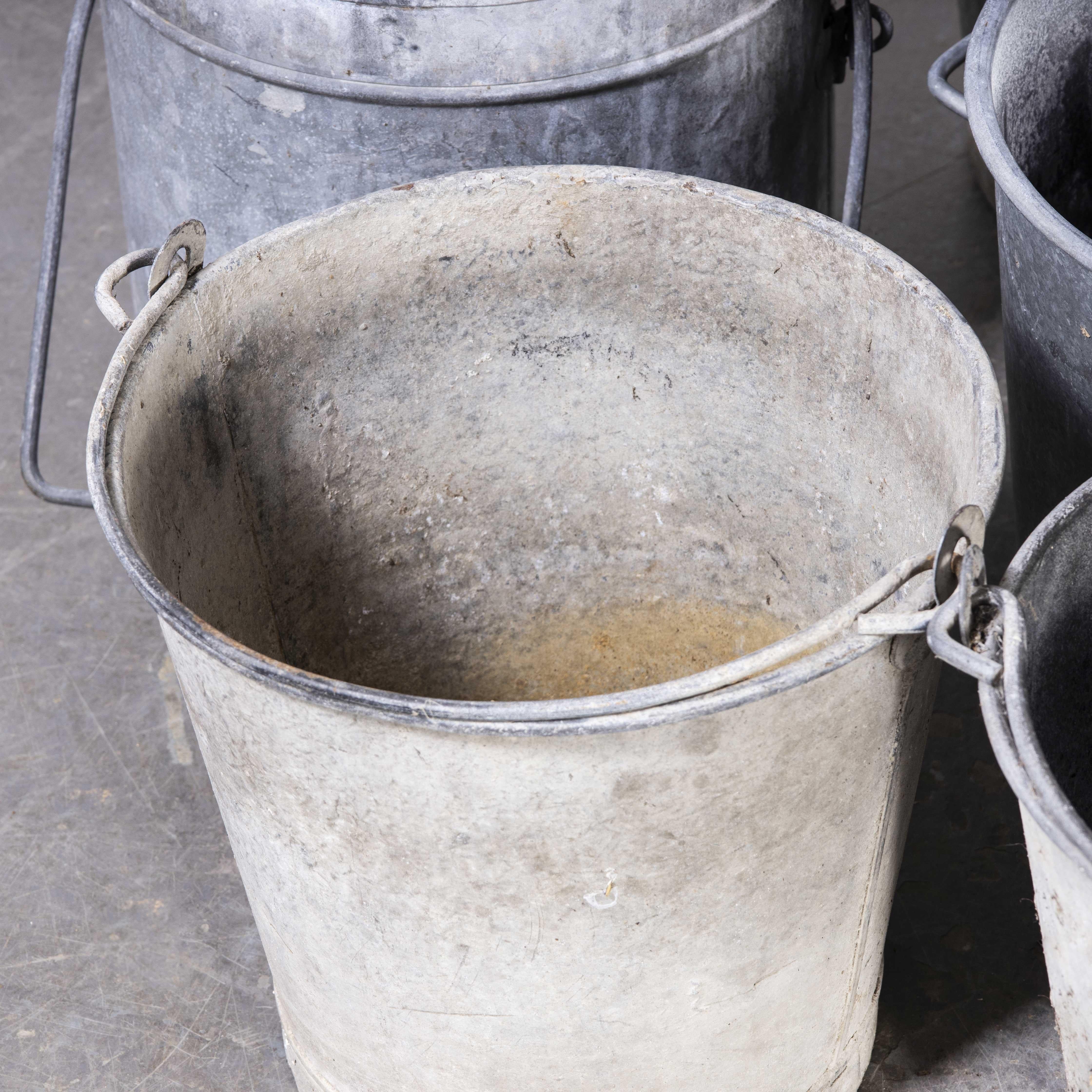 Metal Medium French Galvansied Buckets, Planters For Sale