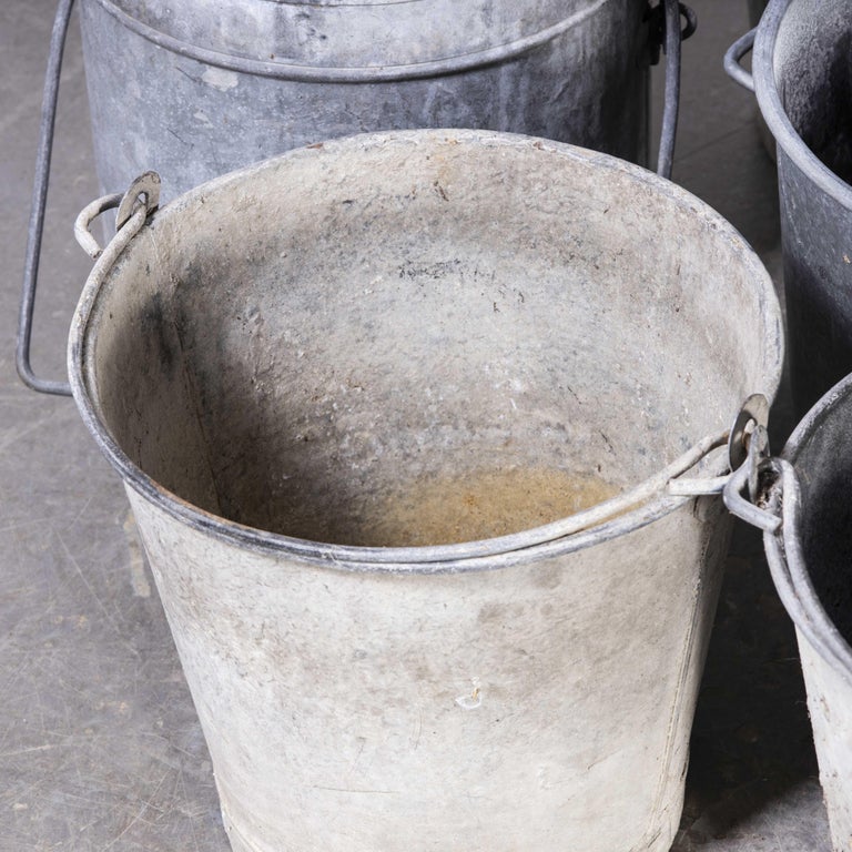 Medium French Galvansied Buckets, Planters For Sale at 1stDibs