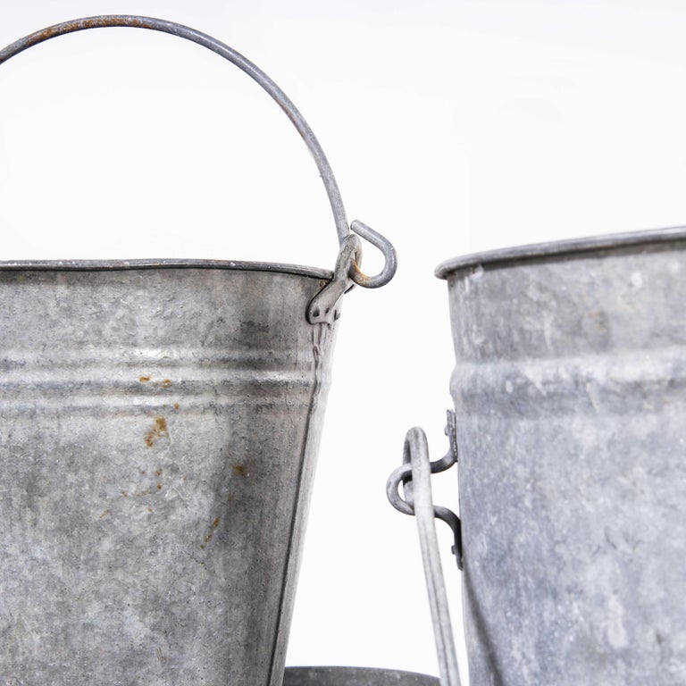 Medium French Galvansied Buckets, Planters For Sale at 1stDibs