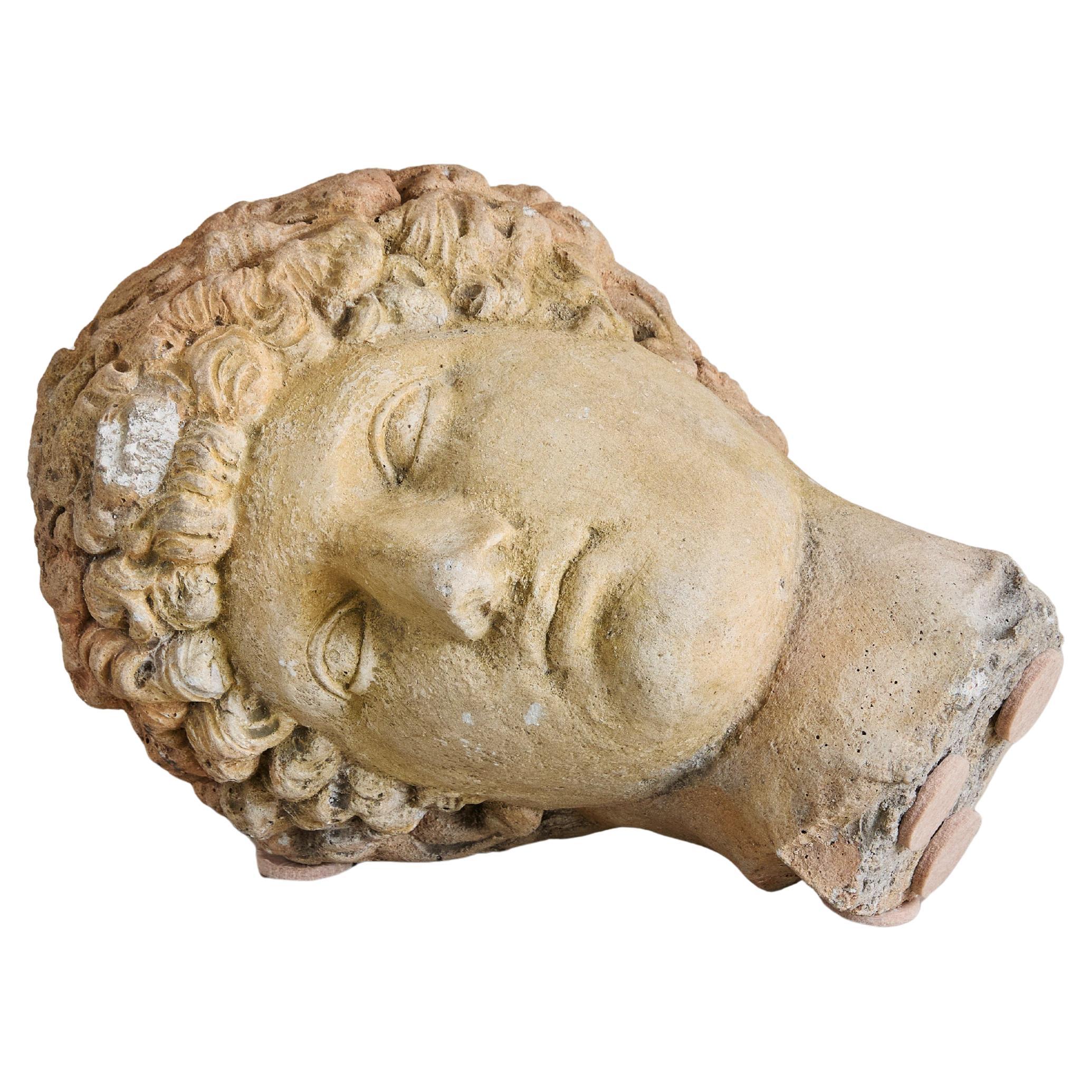 Medium French Male Stone Bust, 1940s