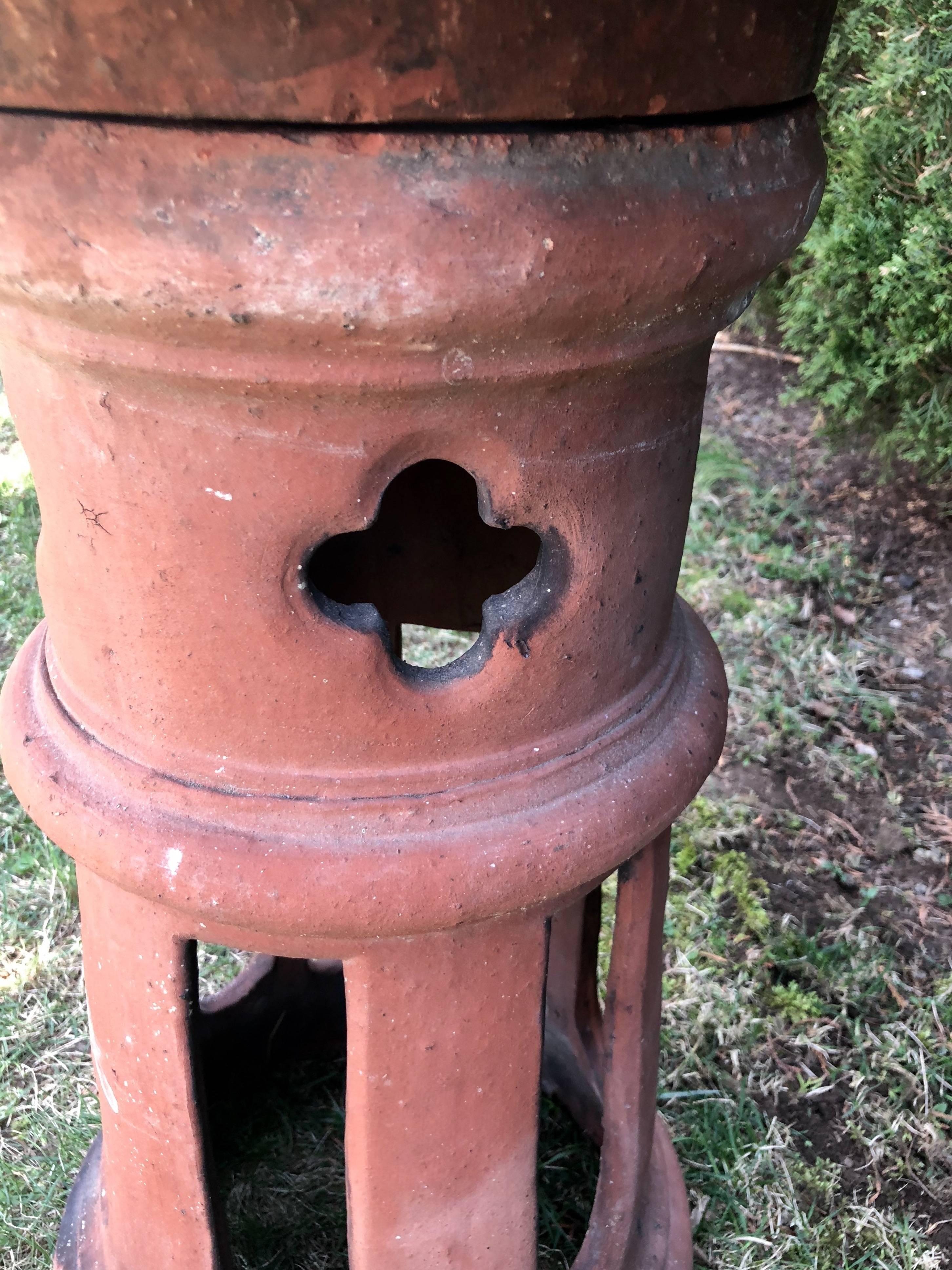 Medium French Terracotta Garden Lantern In Good Condition In Woodbury, CT