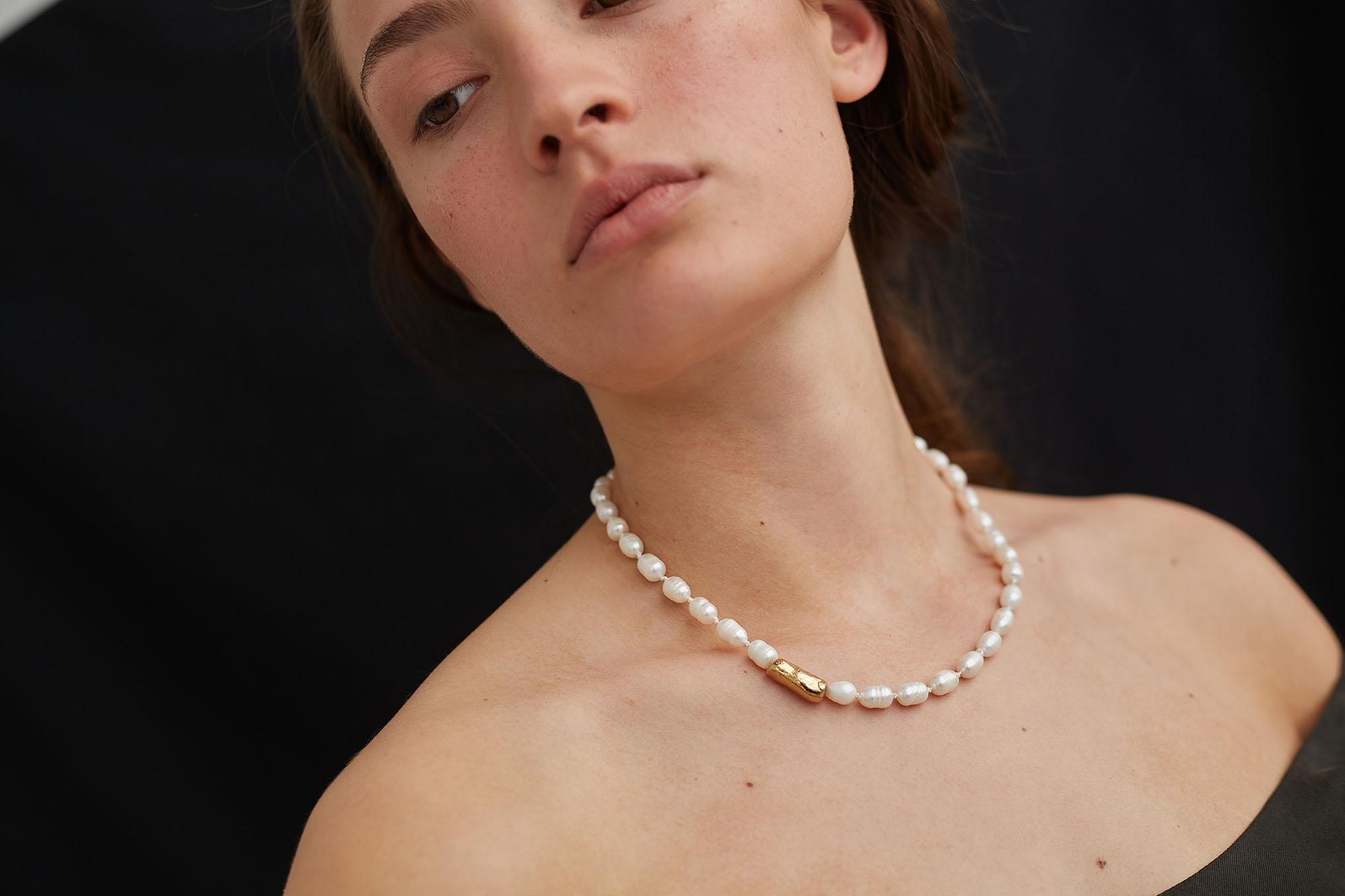 Artisan Medium freshwater pearl necklace For Sale
