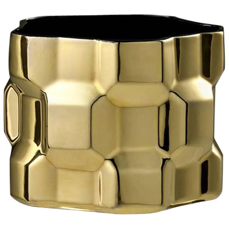 Vase Gear de taille moyenne en or brillant de Phillippe Bestenheider pour Driade