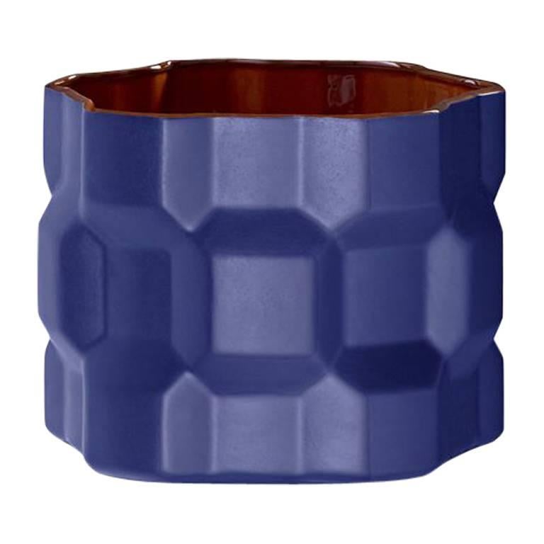 Medium Gear Vase in Matte Blue by Phillippe Bestenheider for Driade For Sale