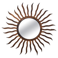 Gilded Iron Sun or Soleil Mirror 