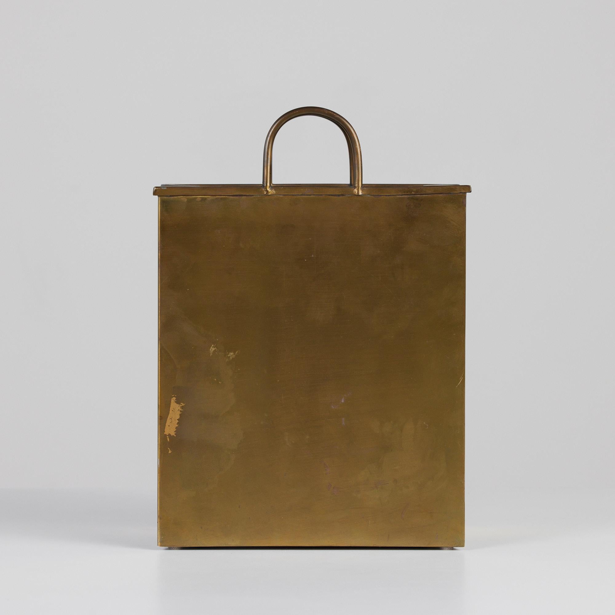 Mid-Century Modern Medium Gio Ponti Attributed Patinated Brass Shopping Bag