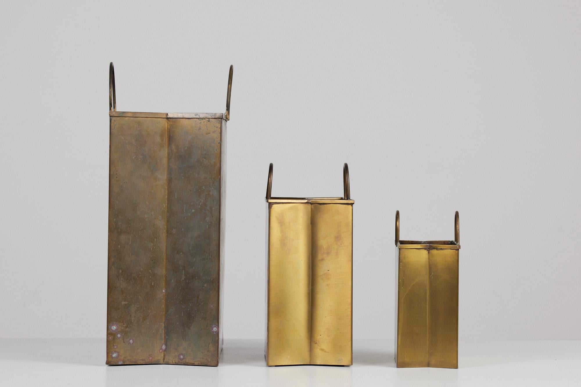 Medium Gio Ponti Attributed Patinated Brass Shopping Bag 3