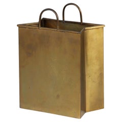 Vintage Medium Gio Ponti Attributed Patinated Brass Shopping Bag