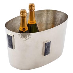 Seau à champagne en alpaga argenté et pierre d'onyx noir de Glaciar de taille moyenne