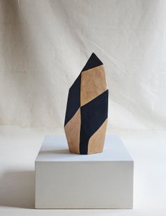 Medium Gold & Black Paper Composite Geometric Vessel by Studio Laurence