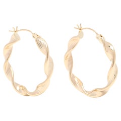 Medium Gold Twist Hoop Earrings, 14K Yellow Gold, Simple Twist
