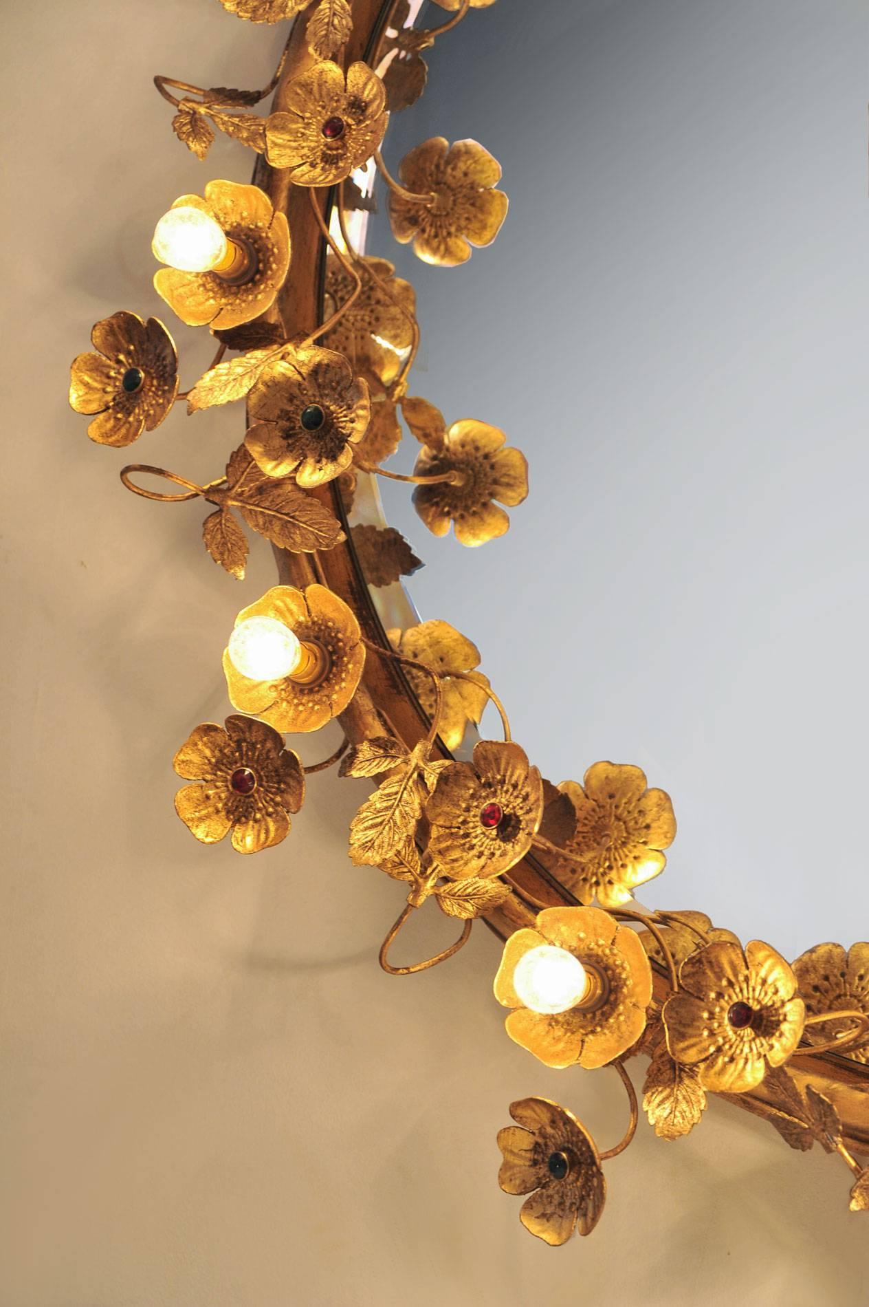Contemporary Medium 'Gracie' Flower Wall Mirror For Sale