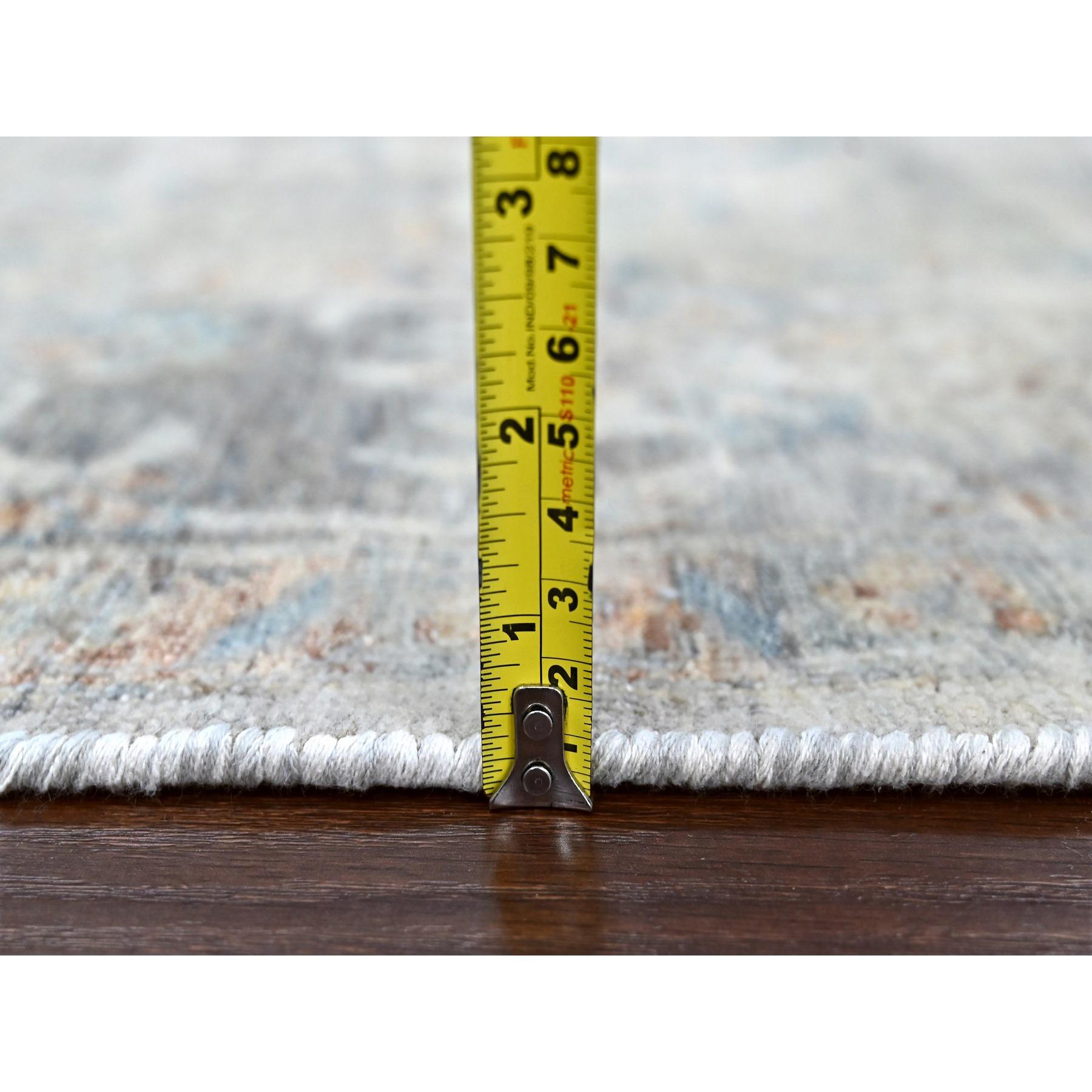 Medium Gray Antiqued Tabriz Design Distressed Hand Knotted Wool Rug 9'0