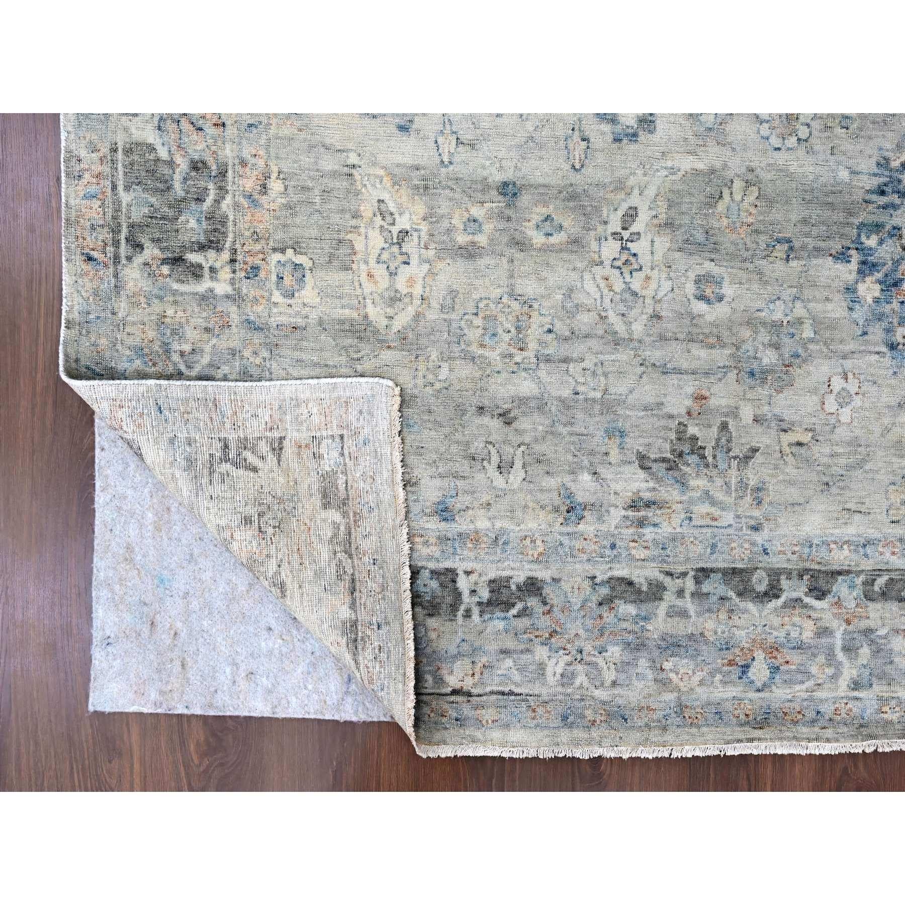 Hand-Knotted Medium Gray Antiqued Tabriz Design Distressed Hand Knotted Wool Rug 9'0
