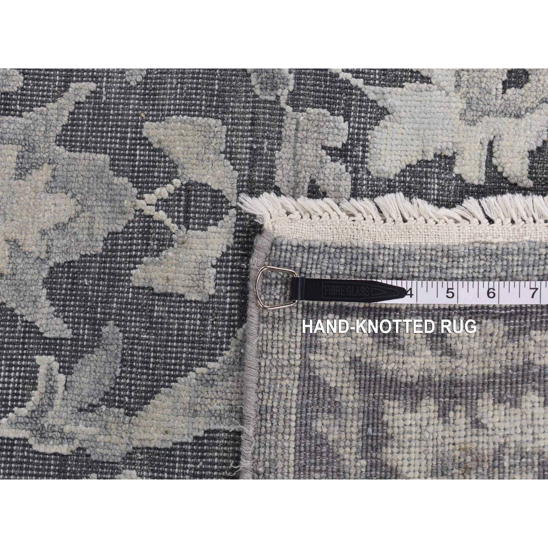 Medium Gray Hand Knotted Oushak Influence Silk with Wool Rug 9'0
