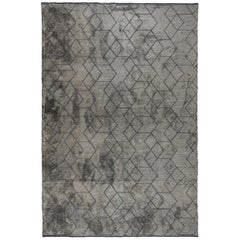 Medium Gray Tonal Dark Gray Pattern Contemporary Design Luxury Soft Rug