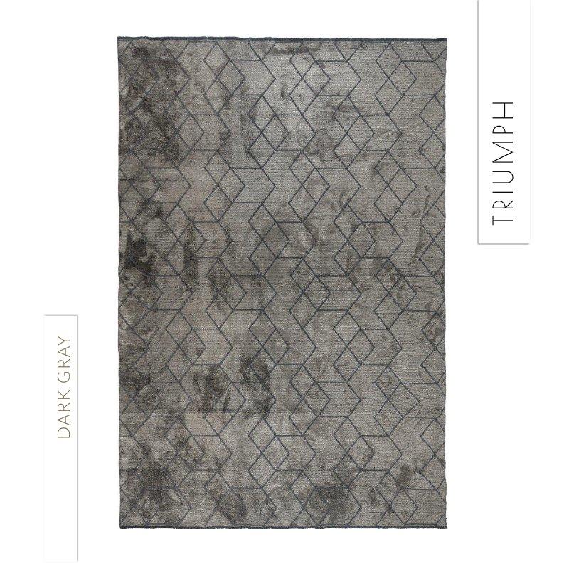 Cotton Medium Gray Tonal Dark Gray Pattern Contemporary Design Luxury Soft Rug, Pair For Sale