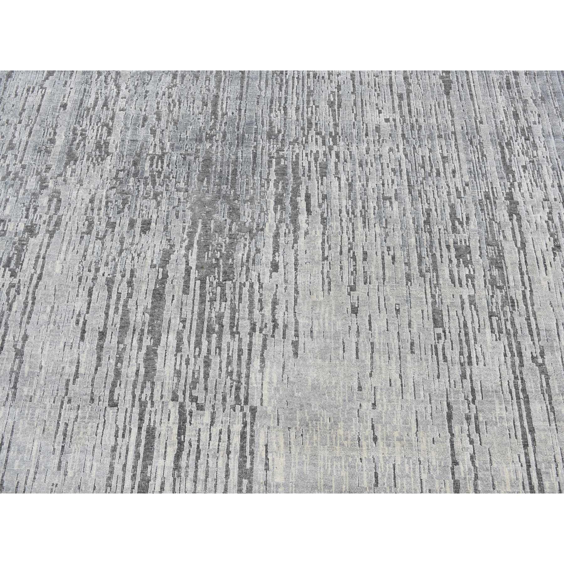 Seta Tappeto grigio medio verticale Design/One in pura seta annodato a mano 9'0