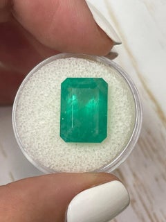 Medium Green 8.84 Carat Emerald Cut Colombian Emerald Gem - May Birthstone