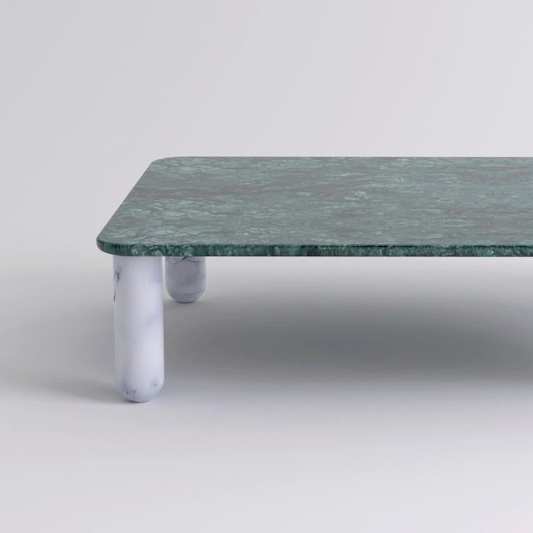 Moderne Table basse Sunday en marbre vert et blanc de taille moyenne, Jean-Baptiste Souletie en vente
