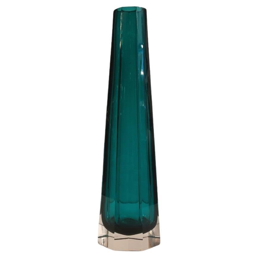 Medium Green Emerald  Murano Glass Vase For Sale