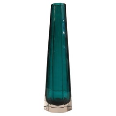 Vintage Medium Green Emerald  Murano Glass Vase
