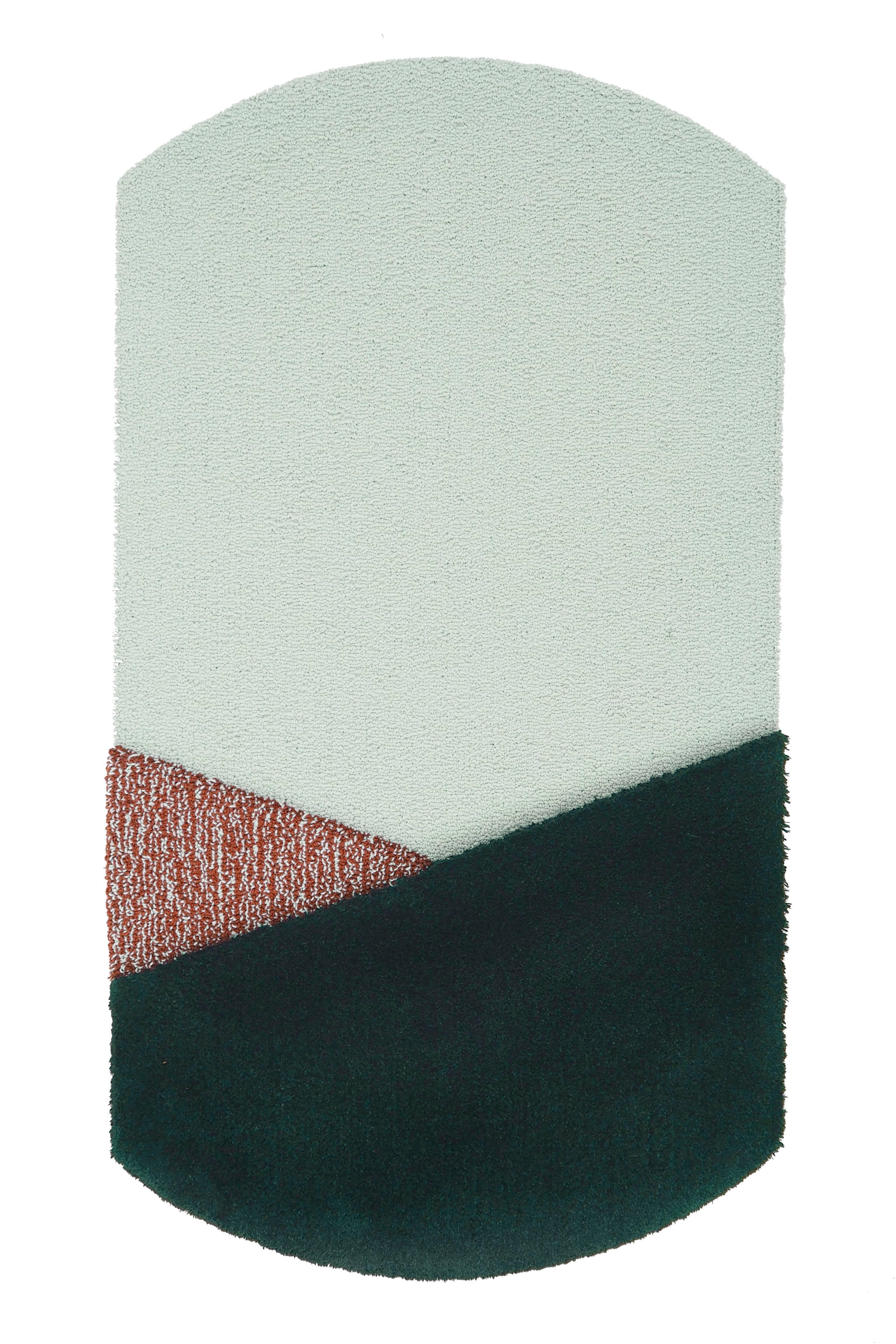 Medium Green Oci Rug Triptych by Seraina Lareida In New Condition For Sale In Geneve, CH