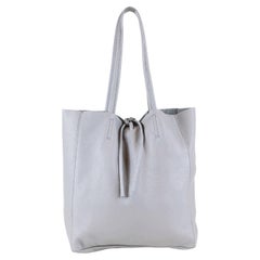 Medium Grey Italian Leather Tote