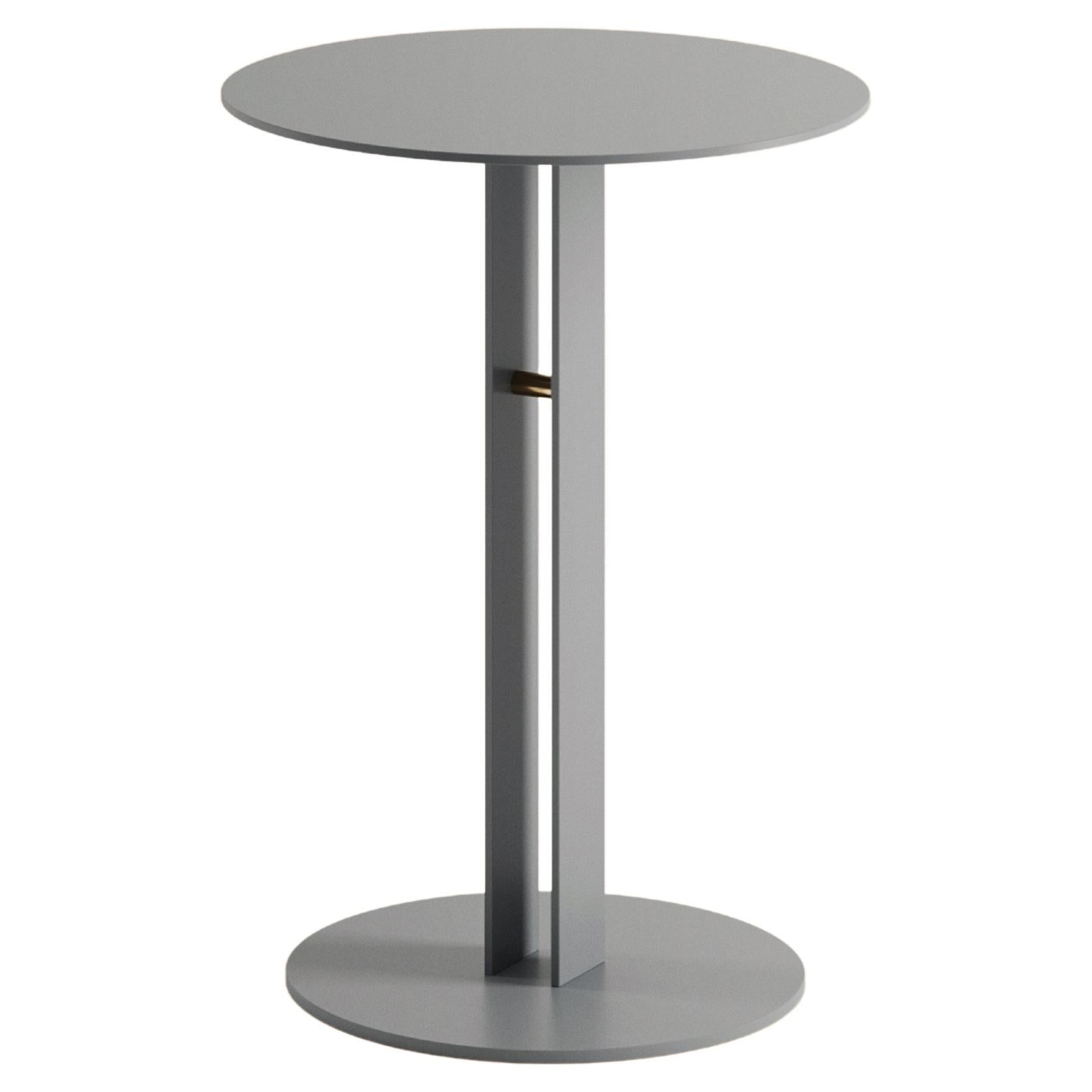 Medium Grey Portman Side Table in Steel with Brass Designed by Master for Lemon For Sale