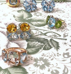 Medium Gum Drop Earrings with Citrine and Blue Topaz and Diamonds