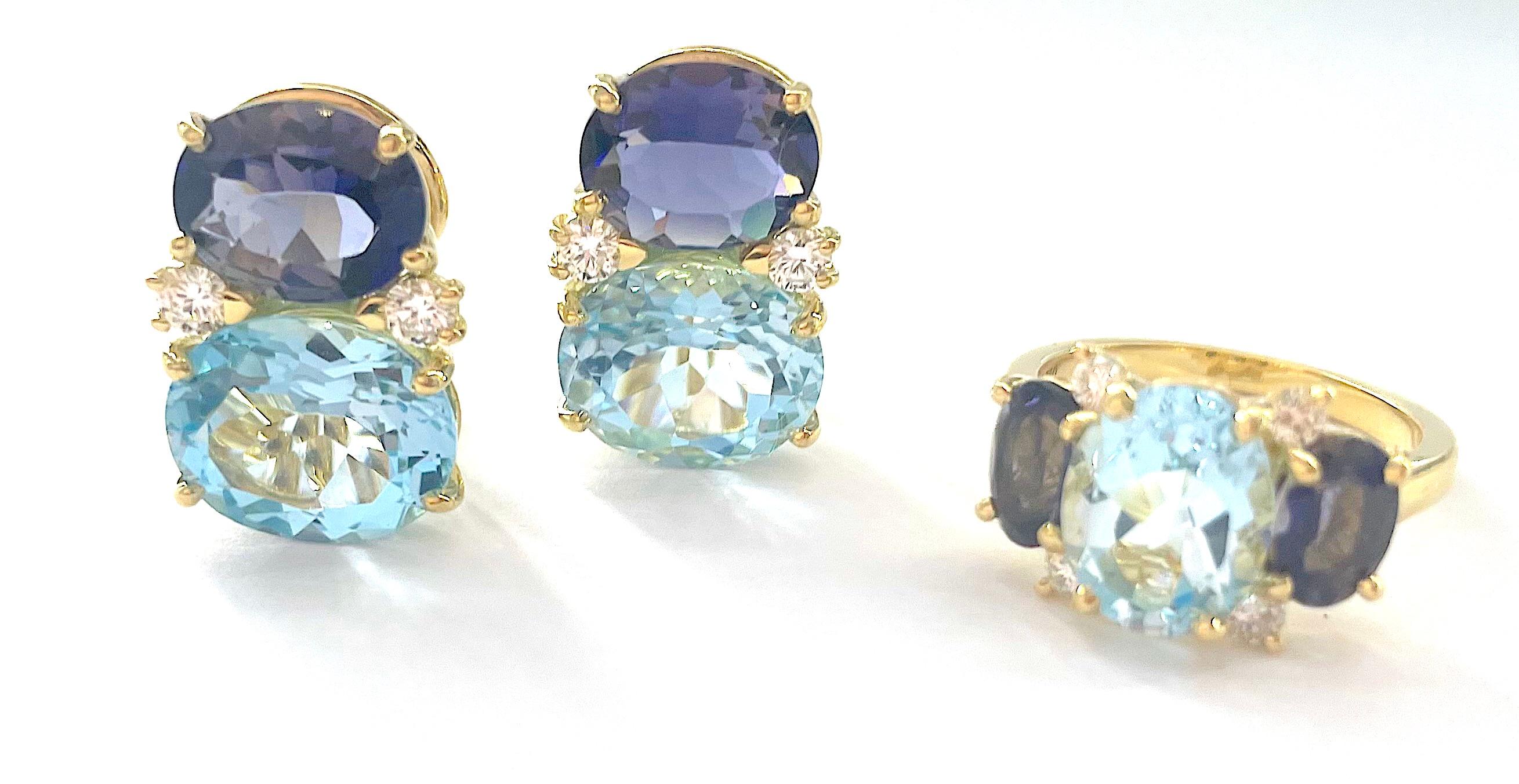 Christina Addison Pendientes de Gota de Goma Mediana con Perlas Topacio Rosa y Diamantes en venta 7