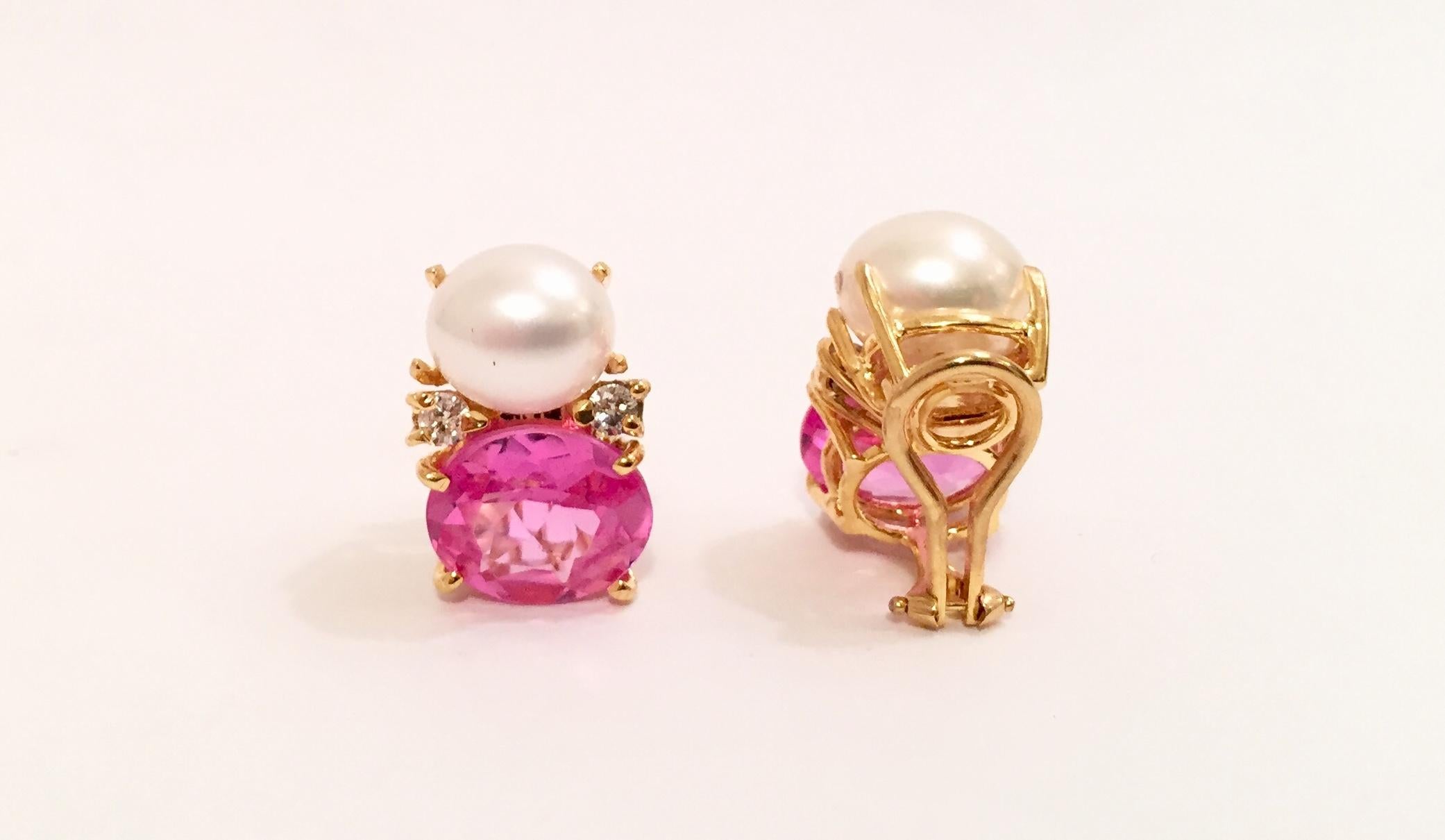 Gummi-Tropfen-Ohrringe mit Perlen und rosa Topas und Diamanten im Zustand „Neu“ im Angebot in New York, NY