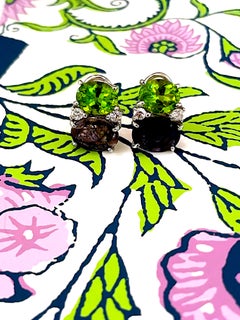Medium Gum Drop Earrings with Peridot, Iolite and Diamonds