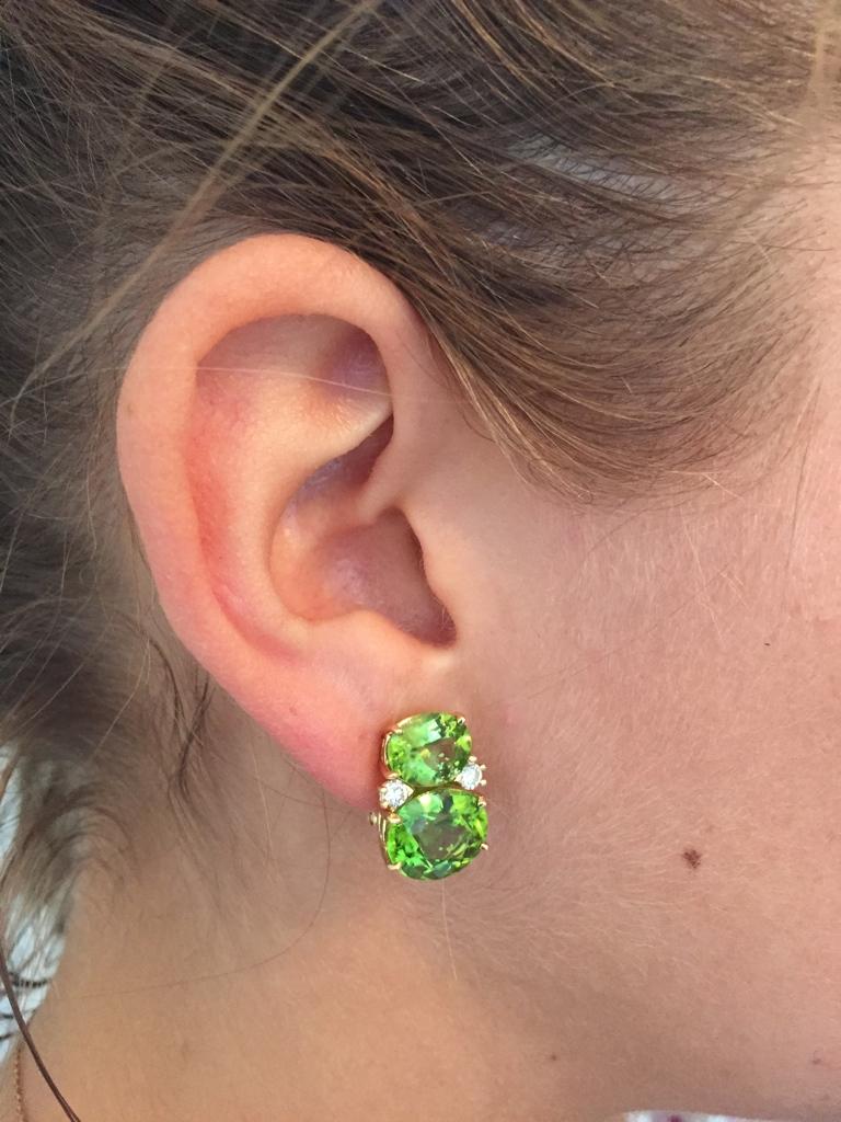 Medium Gum Drop Earrings with Peridot, Iolite and Diamonds In New Condition For Sale In New York, NY