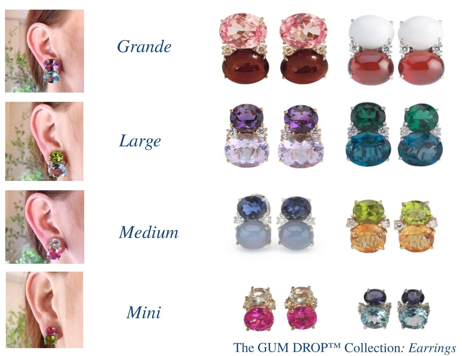 Medium GUM DROP-Ohrringe mit Bergkristall und blauem Topas und Diamanten Damen im Angebot