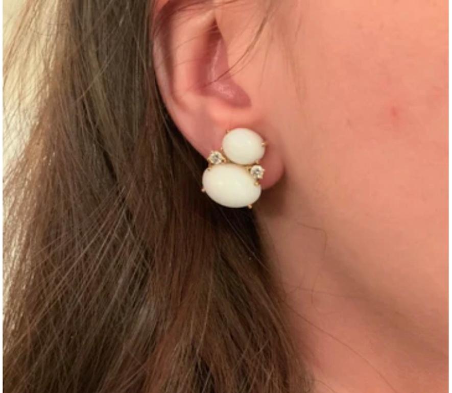 Medium Gum Drop Earrings with Rock Crystal Smoky Topaz and Diamonds For Sale 6