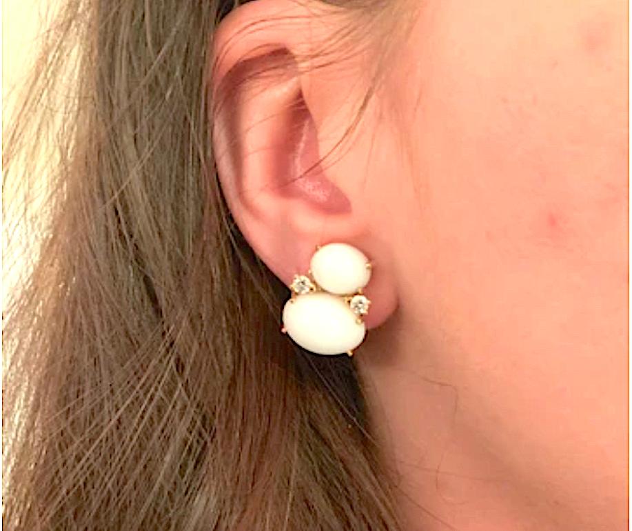 Christina Addison Medium Gum Drop Earrings with Two-Toned Blue Topaz, Diamonds For Sale 1