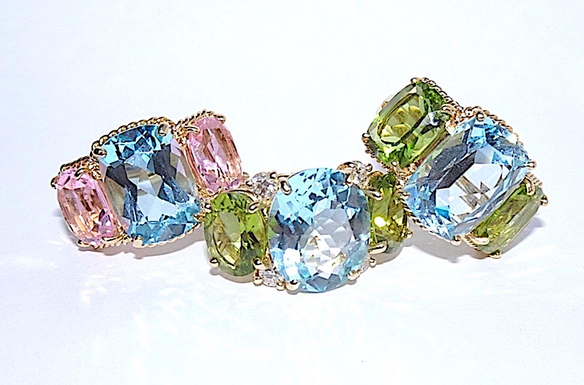 Medium GUM DROP earrings with Two Toned Blue Topaz For Sale 4