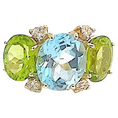 Christina Addison Medium Gum Drop Ring with Blue Topaz and Peridot Diamonds