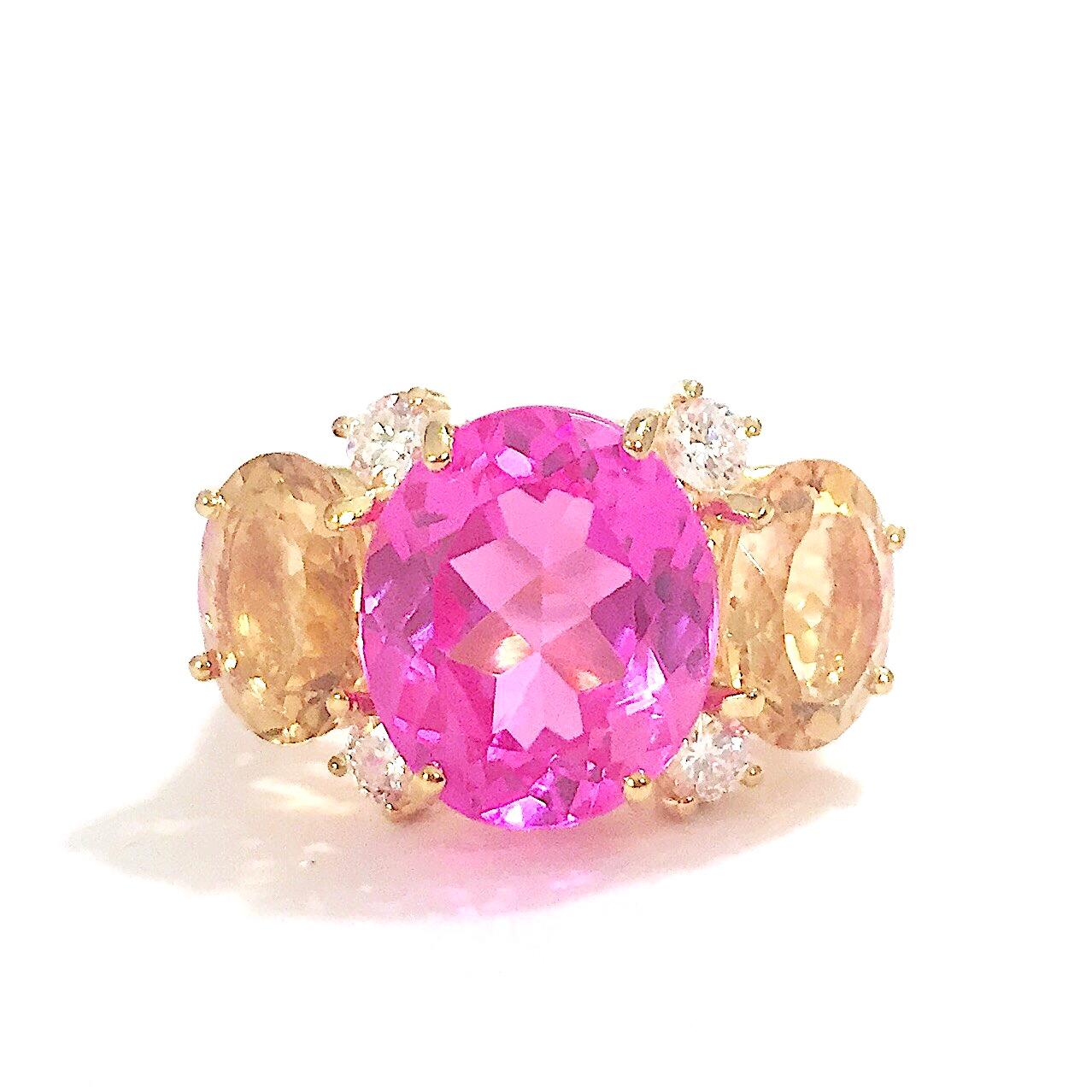 Medium GUM DROP Ring with Blue Topaz and Violet Amethyst and Diamonds For Sale 10