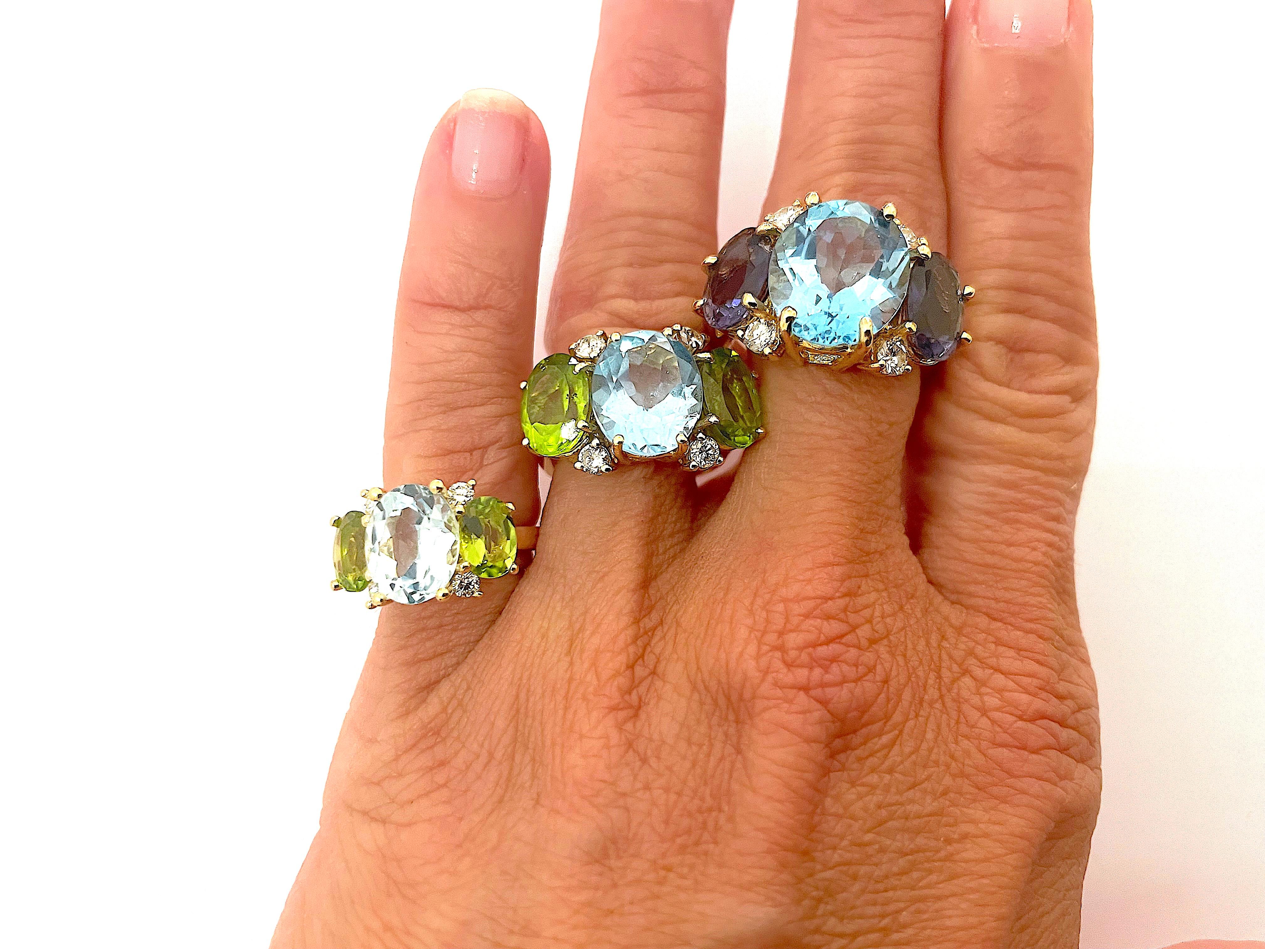 Medium GUM DROP Ring with Morganite and Rock Crystal and Diamonds For Sale 4