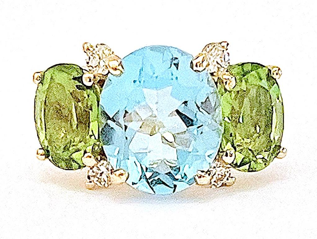 Medium GUM DROP Ring with Morganite and Amethyst and Diamonds For Sale 5