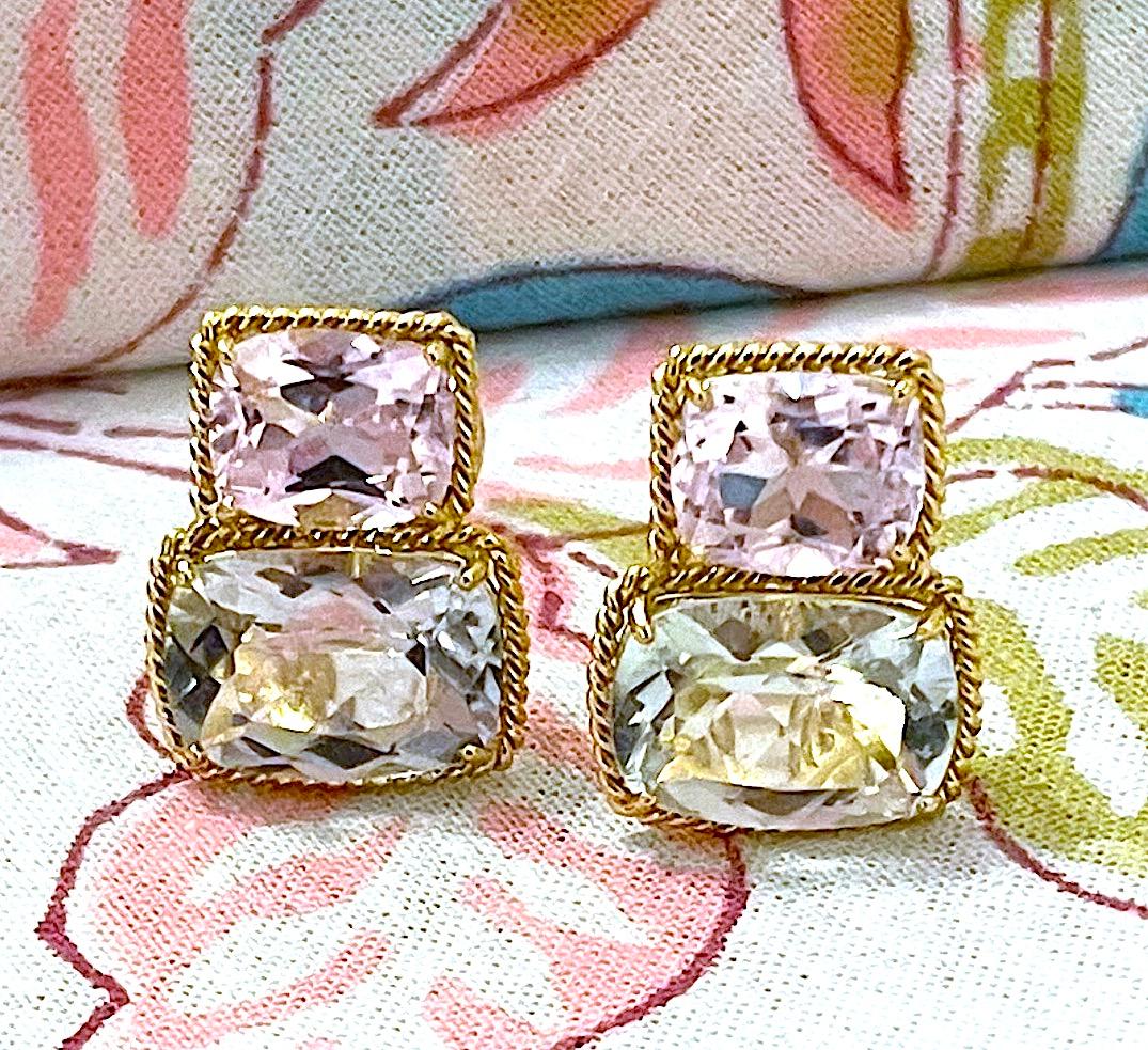 Medium Gum Drop Ring with Morganite and Rose De France Amethyst and Diamonds For Sale 5