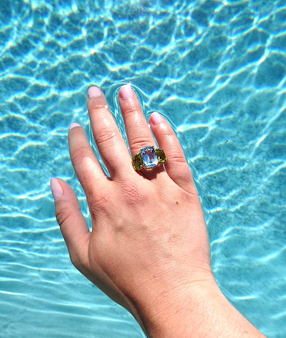 Medium GUM DROP Ring with Pink Topaz and Iolite and Diamonds For Sale 14