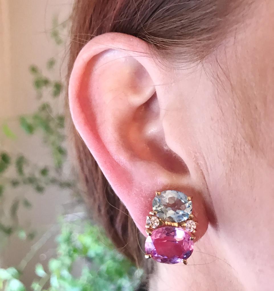 Medium GUM DROP™ Earrings with Deep Citrine and Pink Topaz and Diamonds For Sale 6